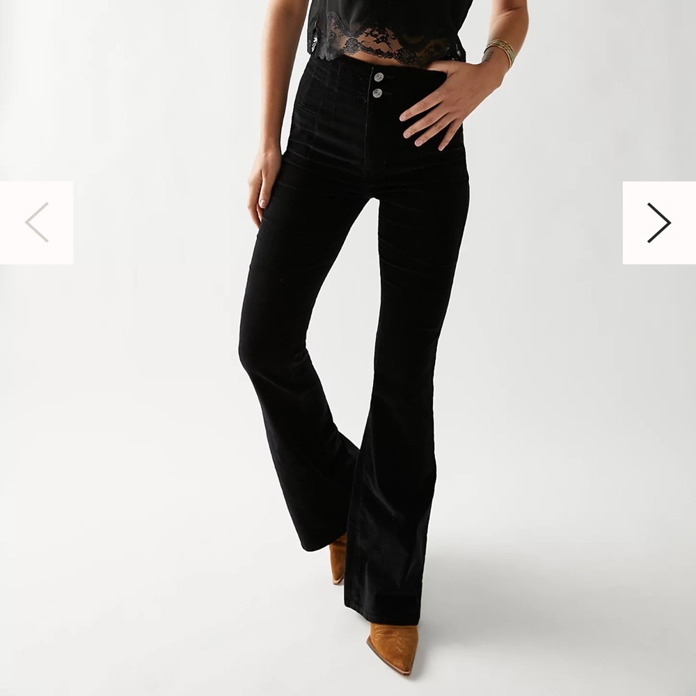 We The Free Black Velvet High-Rise Flare Jeans
